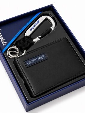 Aeropostale Black Card & Key Holder Set with Branded Carabiner